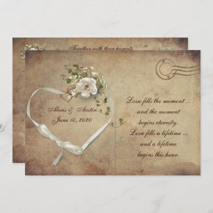 Convites Cartão-postal de Rosa de Casamento branco creme