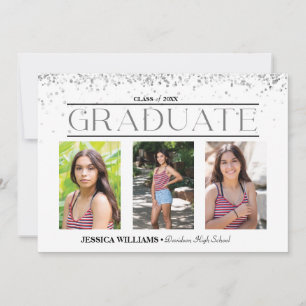 Convites Cartão-postal Elegante de 4 Graduação de Fotos