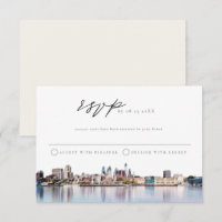 Cartão-postal RSVP de Cores Aquáticas da Skyline d