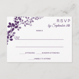 Convites Cartão-postal RSVP/Resposta de Casamento Roxo Vi