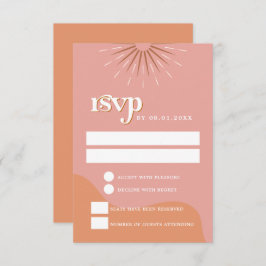 Convites Cartão-postal RSVP TRIXIE Retro Rosa e Orange 70