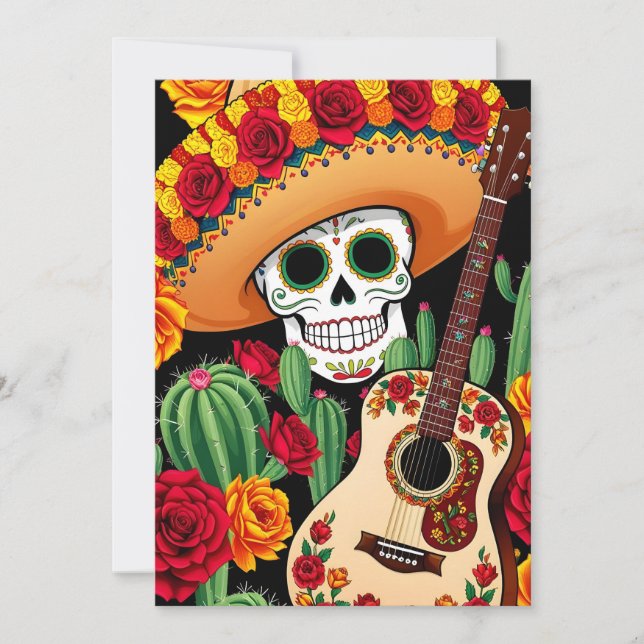 Convites Cartão-postal Sombrero Guitar (Frente)