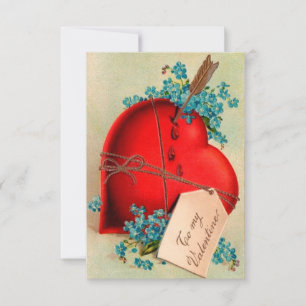 Convites Cartão-postal Vintage Namorados Coração com Hemorr