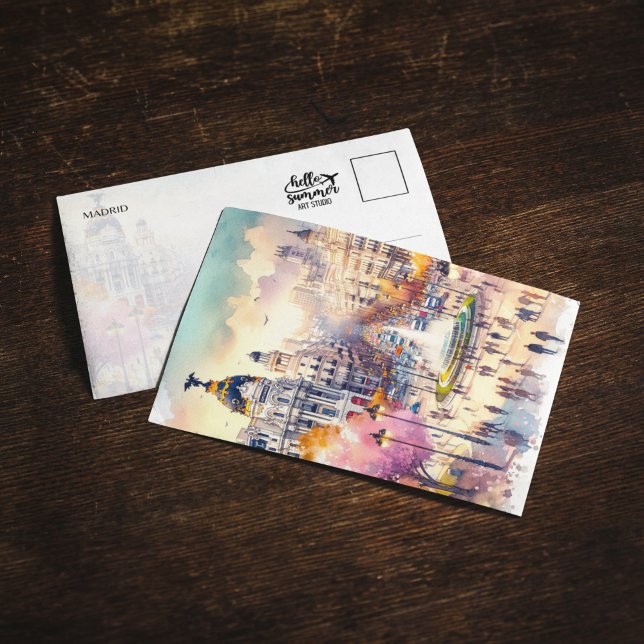 Convites Cartão-postal Watercolor de Espanha Madrid (Criador carregado)