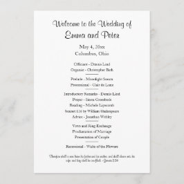 Convites Cartão/Programa de Casamento Simples de um Lado pa