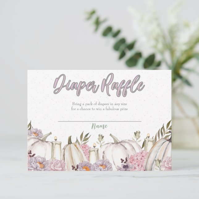 Convites Cartão-Raffle de Chá de fraldas rosa-rosa Fralda-d (Em pé/Frente)