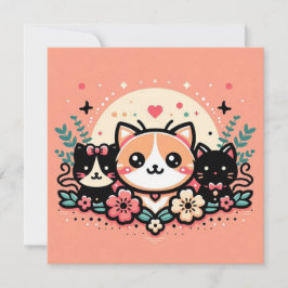 Convites Cartãozinho Casual I (CuteCats)