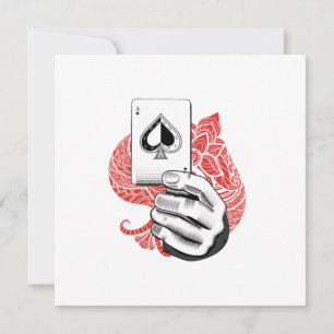 Convites Cartas Ás Espadas Cassino Jogador Pôquer Presente 