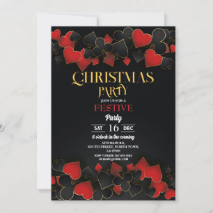 Convites Cartas de Jogar de Cassino de Natal Dourado Preto 