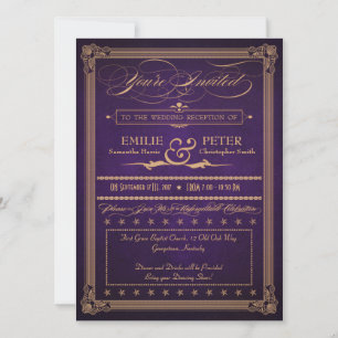 Convites Cartaz Antigo Berinjela Recepção Apenas Roxo