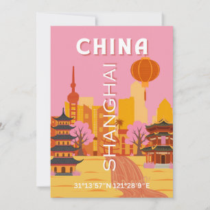 Convites Cartaz Antigo de Viagens para Xangai, China