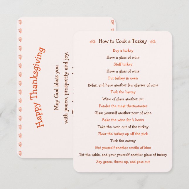 Convites Cartaz De Ação De Graças Engraçado Como A Turquia  (Frente/Verso)