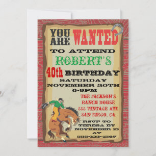 Convites Cartaz de Aniversário de Cowboy com Touro Bravio