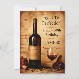 Convites Cartaz de Aniversário de Vinho Vintage Envelhecido