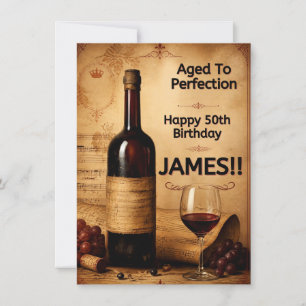 Convites Cartaz de Aniversário de Vinho Vintage Envelhecido