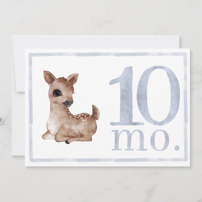 Convites Cartaz de Aquarela do Baby Boy Etone Dez Meses (Frente)