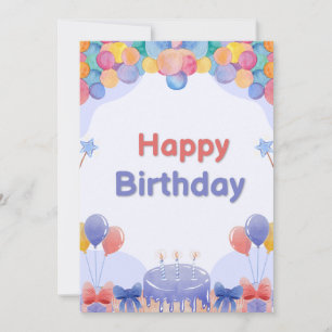 Convites Cartaz de Aquarela Feliz Aniversário – Colorido