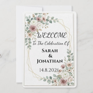 Convites Cartaz de Boas-Vindas de Casamento Geométrico Flor