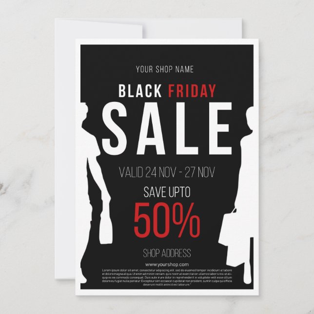 Convites Cartaz de desconto de venda da Black Friday (Frente)