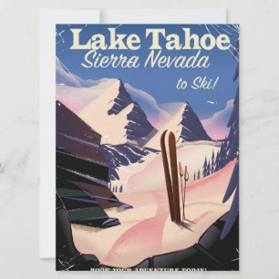 Convites cartaz de esqui vintage sierra nevada lago tahoe
