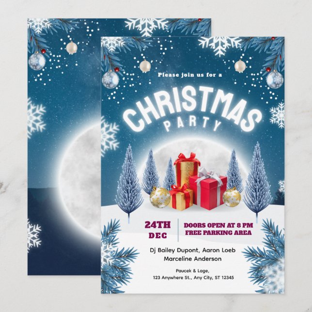 Convites Cartaz de Evento de Festa de Natal (Frente/Verso)