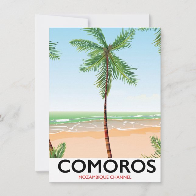 Convites cartaz de férias da ilha Comores. (Verso)