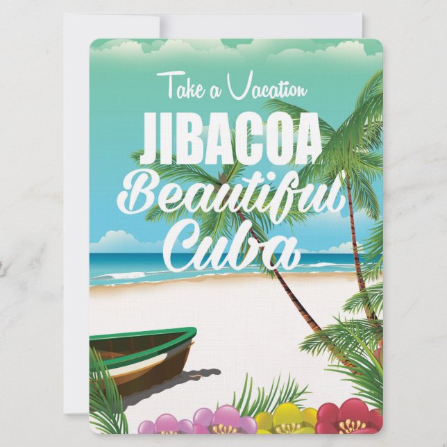Convites cartaz de férias na praia de Jibacoa Cuba (Frente)