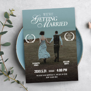 Convites cartaz de filme estético romântico foto casamento