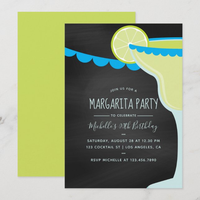 Convites Cartaz de Giz para Festa de Aniversário com Margar (Frente/Verso)