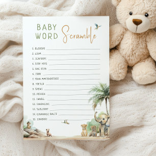 Convites Cartaz de Jogo de Bebê-Palavra de Animais Safari S