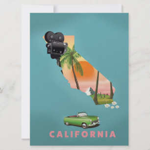 Convites cartaz de mapa ilustrado da Califórnia