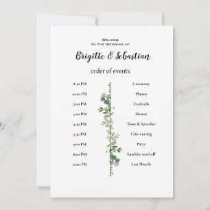 Convites cartaz de ordem do dia de casamento rústico branco