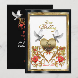 Convites Cartaz de ouro Floral do cartaz de casamento Doves