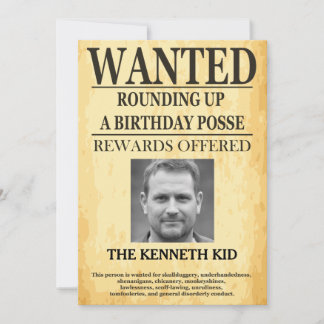 Convites Cartaz de Procurado do Velho Oeste 🤠 50º Aniversá