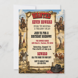 Convites Cartaz de Procurado Festa de Aniversário Infantil