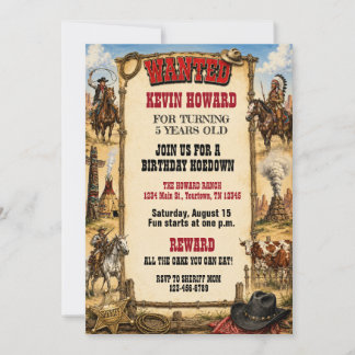 Convites Cartaz de Procurado Festa de Aniversário Infantil