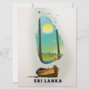 Convites Cartaz de turismo de mapa ilustrado do Sri Lanka.