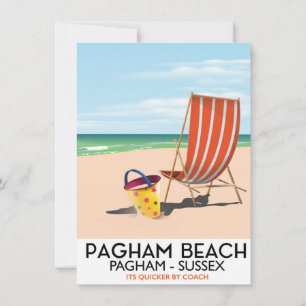 Convites Cartaz de viagem antigo da Praia de Pagham Sussex