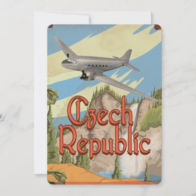 Convites Cartaz de Viagem Antigo da República Tcheca (Frente)