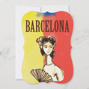 Convites Cartaz de viagem antigo de Barcelona Espanha