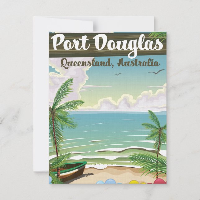 Convites Cartaz de viagem antigo de Port Douglas Austrália (Frente)