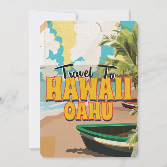 Convites cartaz de viagem antigo do Havaí OAHU (Frente)
