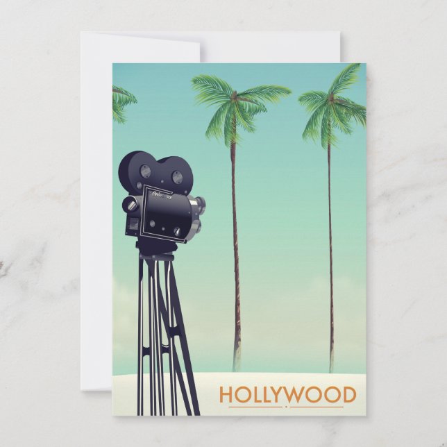 Convites cartaz de viagem câmera vintage de Hollywood (Verso)
