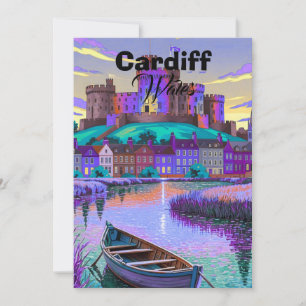 Convites Cartaz de Viagem Cardiff País de Gales, Arte de Pa