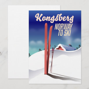 Convites Cartaz de viagem de esqui da Noruega Kongsberg.