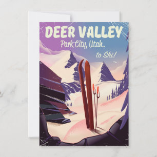 Convites Cartaz de viagem de esqui de Deer Valley, Park Cit