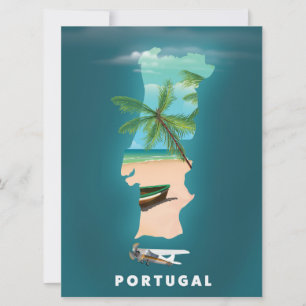 Convites Cartaz de viagem de impressão do mapa de Portugal.