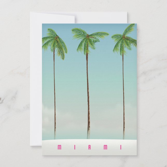 Convites Cartaz de viagem de palmeira de Miami, Flórida. (Verso)