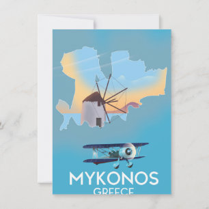 Convites Cartaz de viagem do mapa de Mykonos Grécia