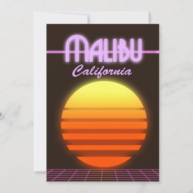 Convites cartaz de viagem do pôr do sol de Malibu Califórni (Frente)